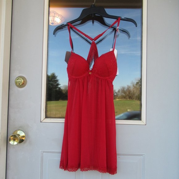 NWT push up baby doll & panty set red size S - Picture 4 of 16